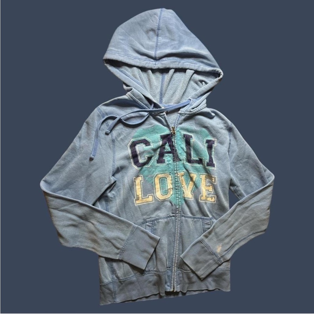 Y2K retro Mossimo Supply Co. Blue Cali Love Hoodie Woman’s Medium